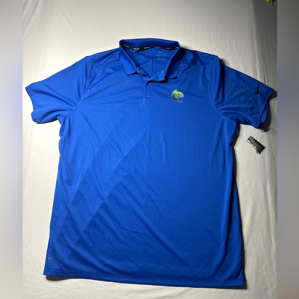 Nike Golf Dri Fit Polo Shirt Mens XL Blue‎ Short Sleeve Logo Collared